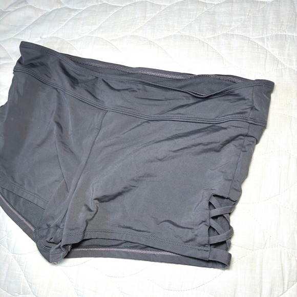 Kona Sol Other - Kona Sol Swim Shorts Bottoms Gray Lattice Side Cutout Summer Athletic Large